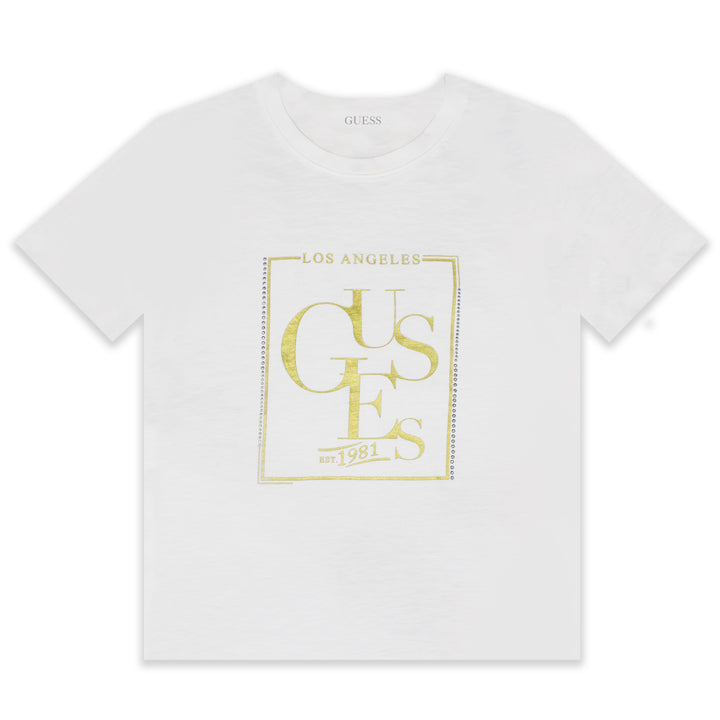 Guess Women Front Logo Print T-shirt White Color - 3alababak