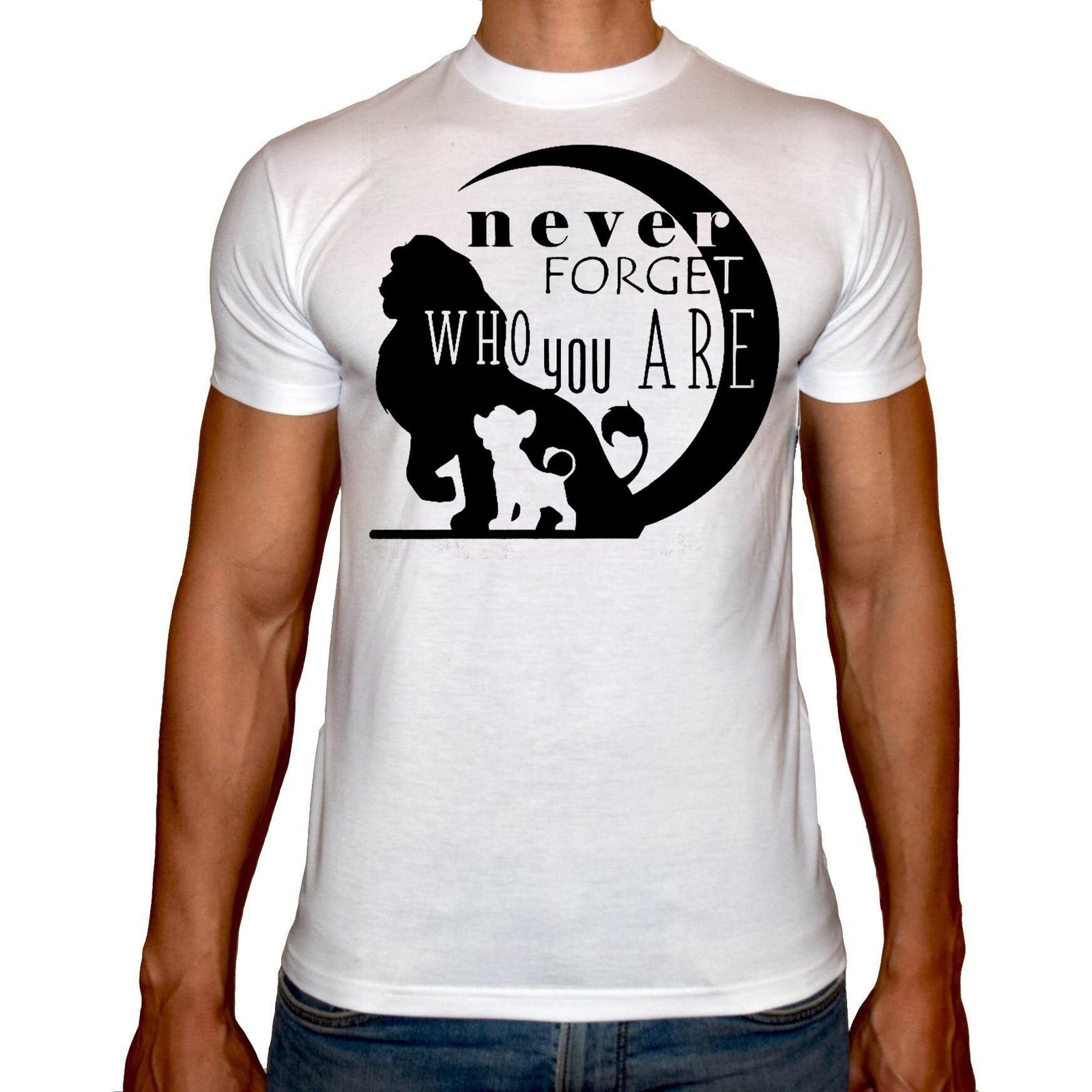 Phoenix WHITE Round Neck Printed T-Shirt Men (Lion king) - 3alababak