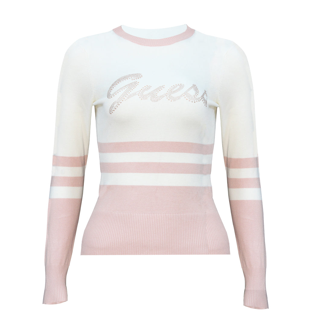 Guess Women Long Sleeve Multicolor Front Logo Sweater Top