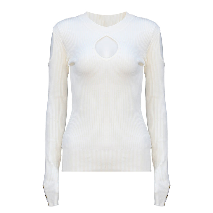 Guess Women Long Sleeve White Sweater Top - 3alababak