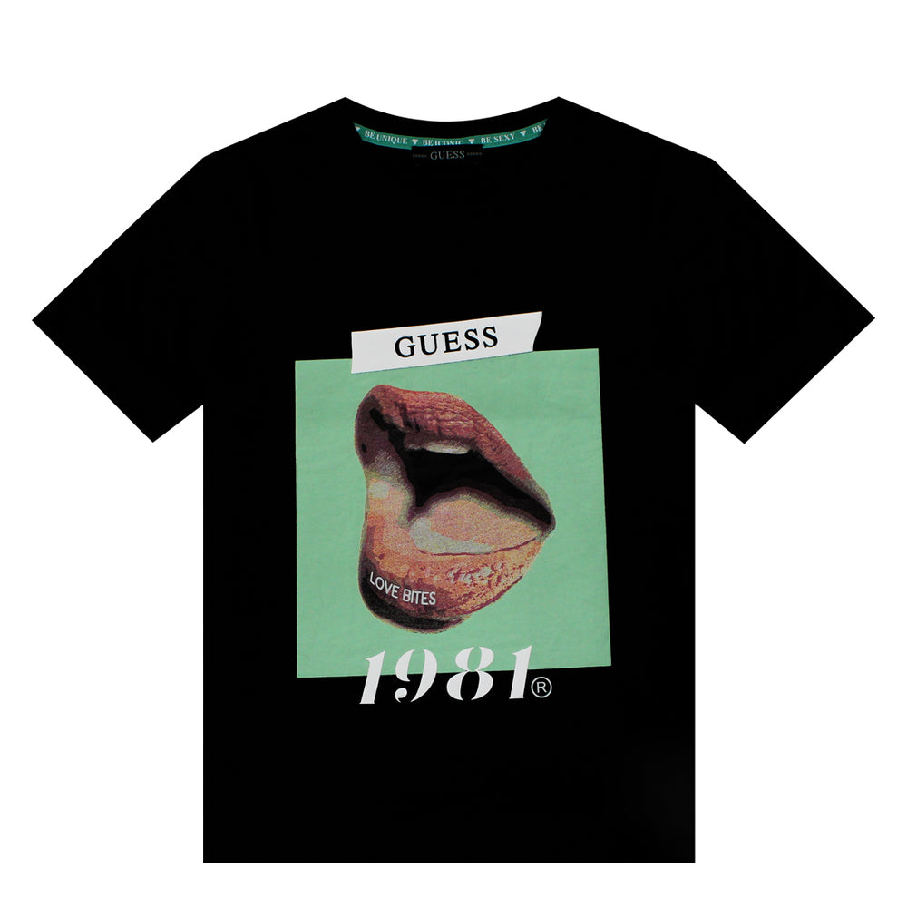 Guess Women Front Print Logo Black T-shirt - 3alababak