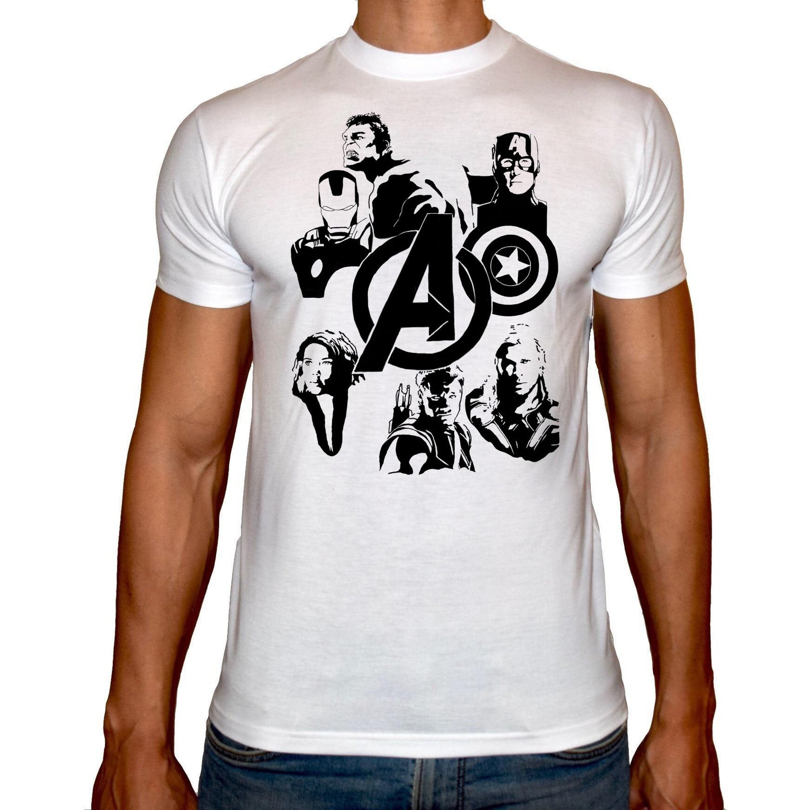 Phoenix WHITE Round Neck Printed T-Shirt Men (Avengers) - 3alababak