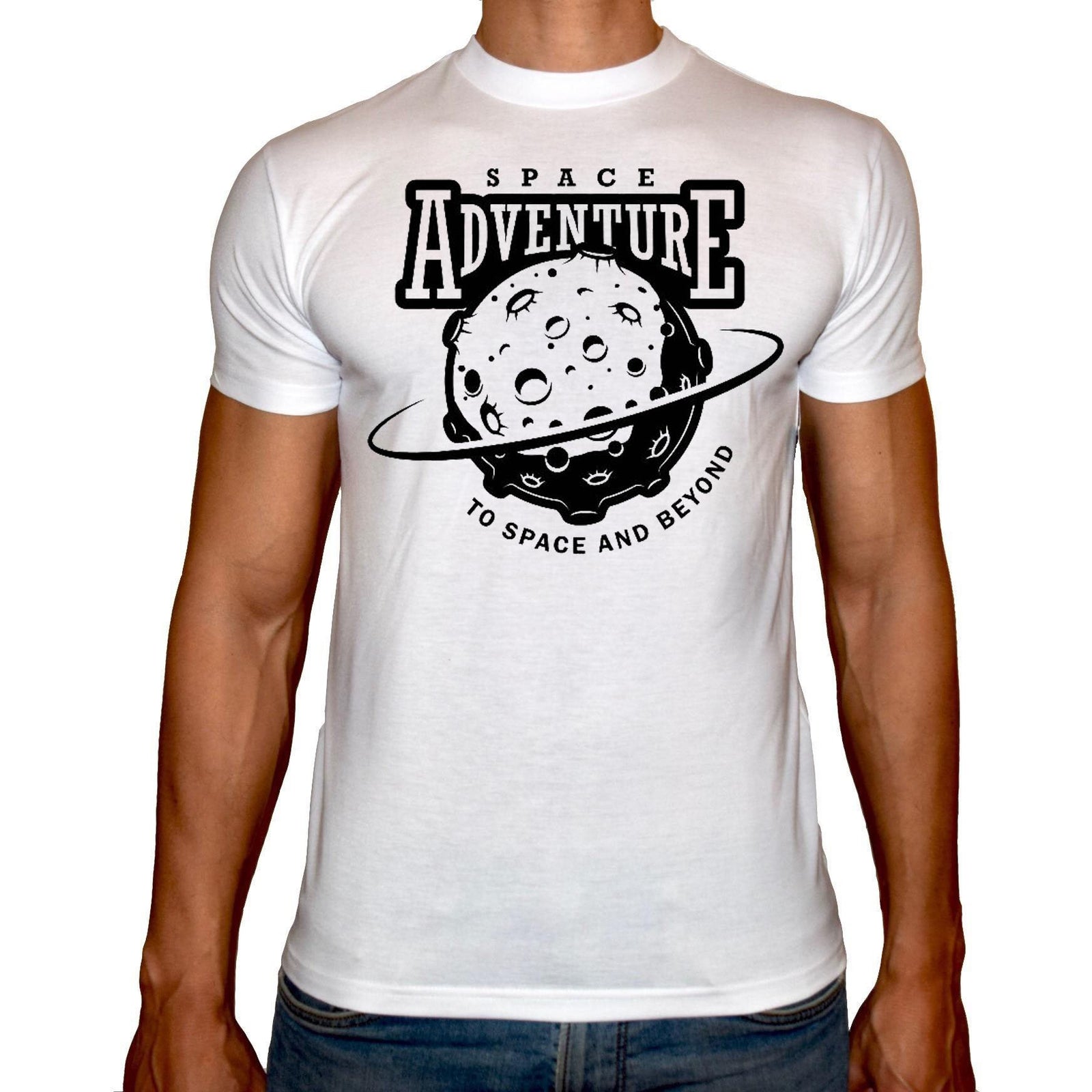Phoenix WHITE Round Neck Printed T-Shirt Men (Space) - 3alababak