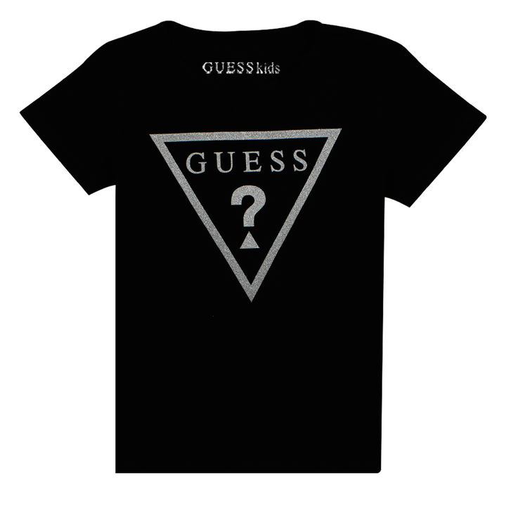 Guess Kids Black Cotton Triangle Logo T-shirt - 3alababak