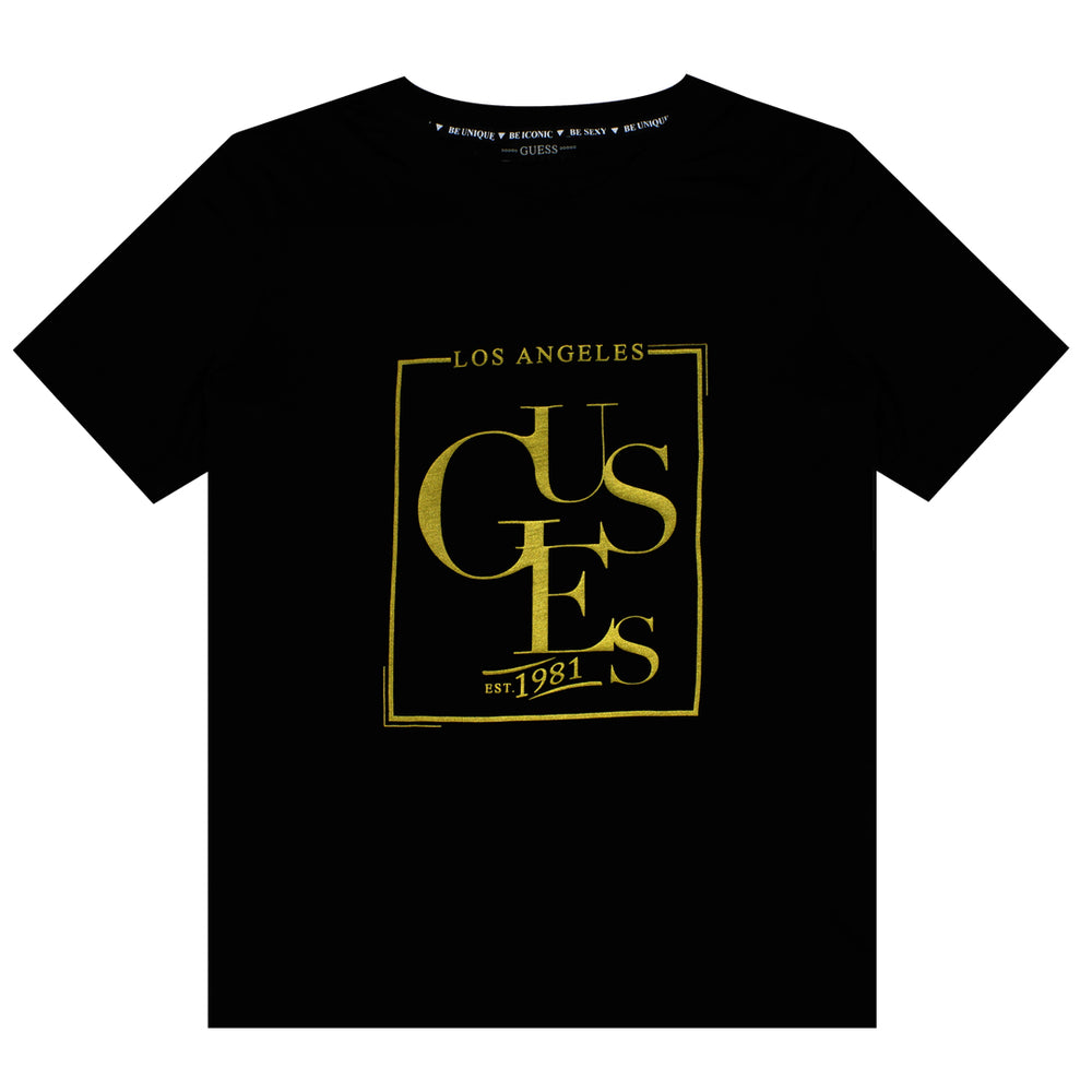 Guess Women Front Print Logo Black T-shirt - 3alababak