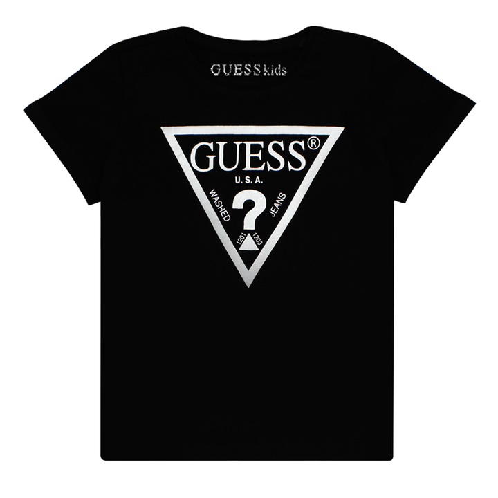 Guess Kids Black Cotton Triangle Front Logo T-shirt - 3alababak