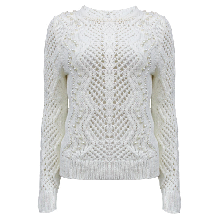 Guess Women Long Sleeve White Sweater Top - 3alababak