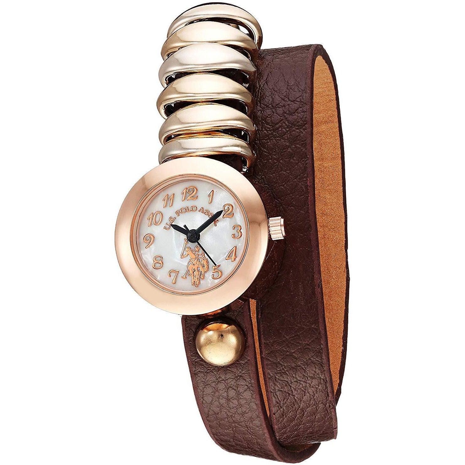U.S. Polo Assn. USC40096 Women's Stainless Steel Quartz Watch with Patent Leather Strap - 3alababak