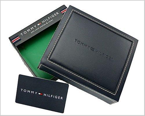 Tommy Hilfiger Men's Leather Wallet – 31TL13X008 Slim Bifold with 6 Credit Card Pockets and Removable ID Window, Dark Black - 3alababak