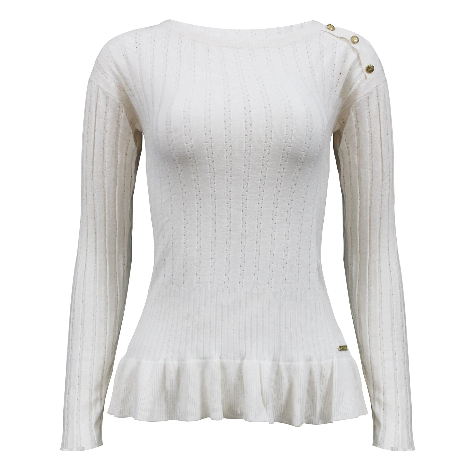Guess Women Long Sleeve White Sweater Top - 3alababak