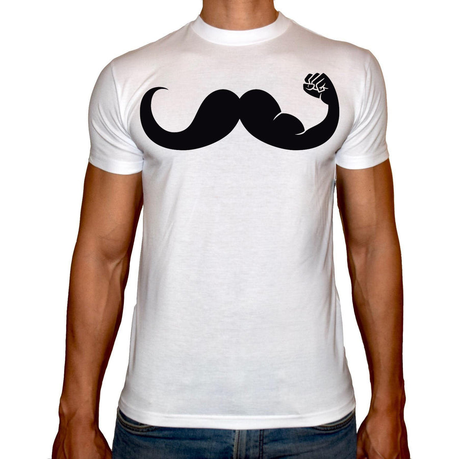 Phoenix WHITE Round Neck Printed Shirt Men (Mustache) - 3alababak