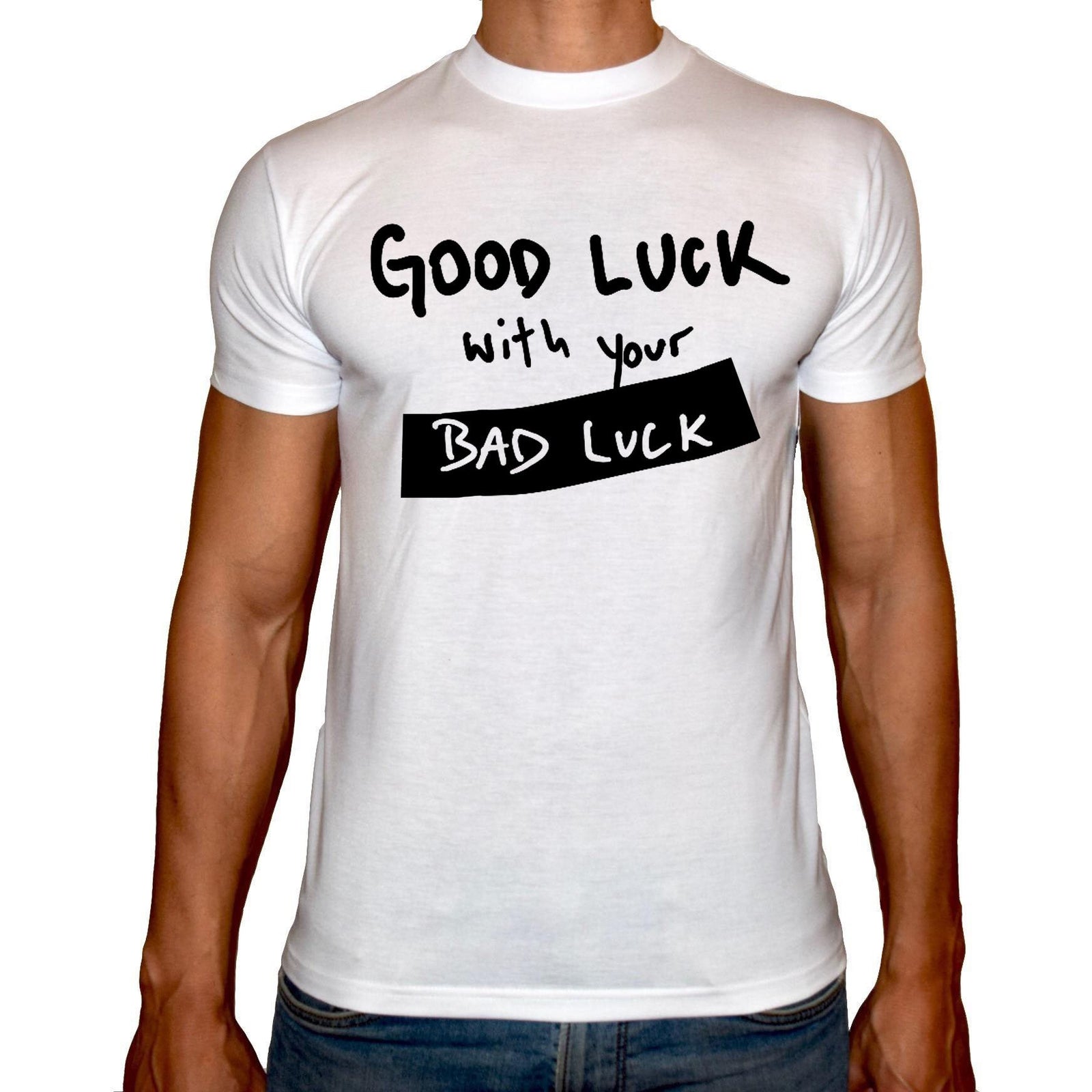 Phoenix WHITE Round Neck Printed Shirt Men (Bad luck ) - 3alababak