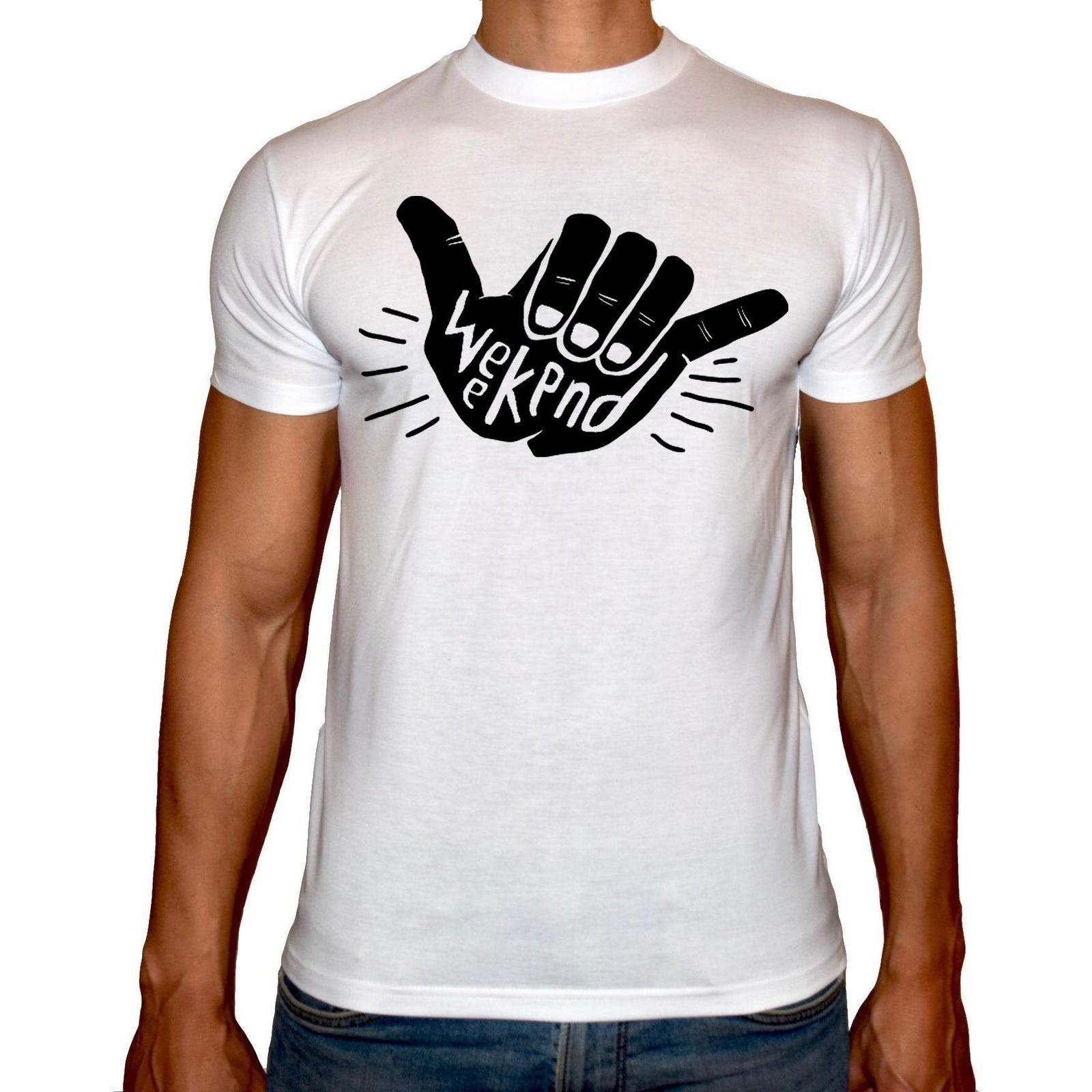 Phoenix WHITE Round Neck Printed Shirt Men (weekend ) - 3alababak