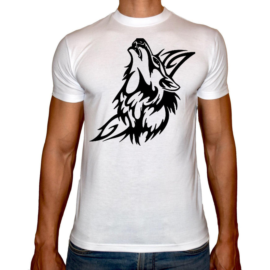 Phoenix WHITE Round Neck Printed Shirt Men (Wolf) - 3alababak
