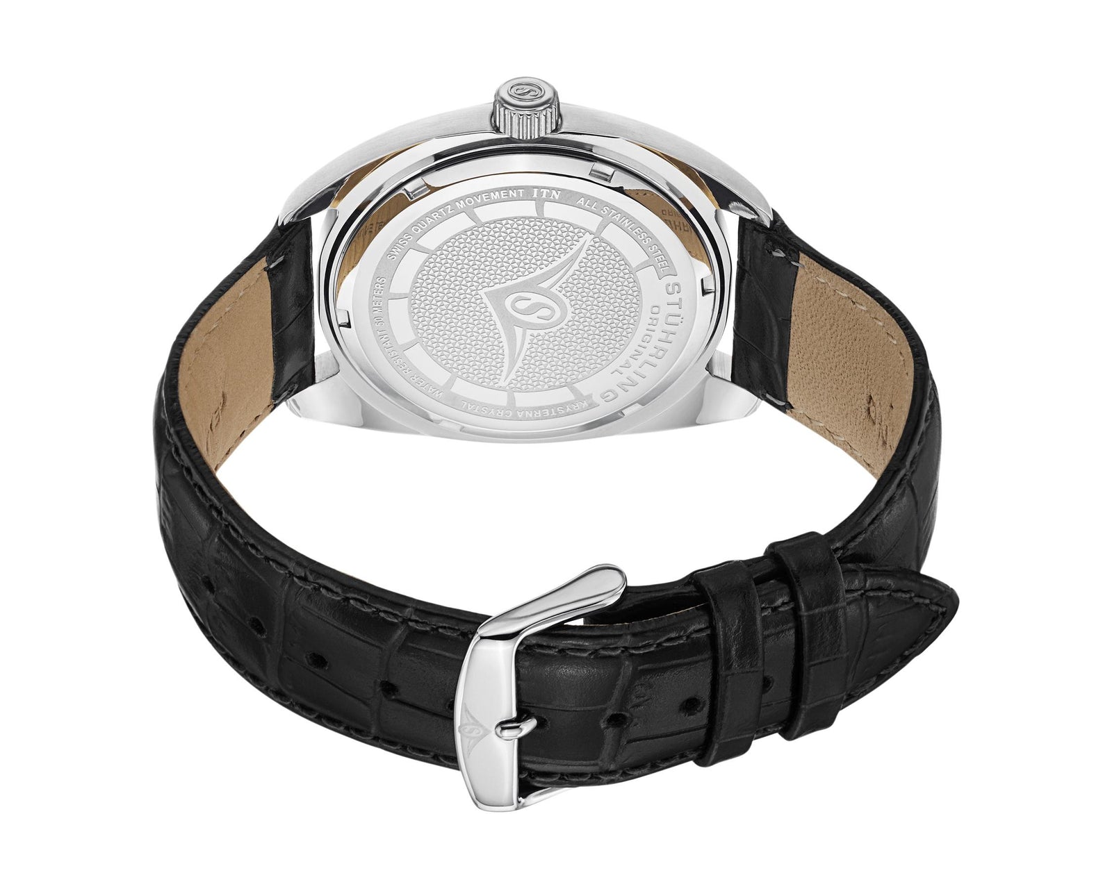 Stuhrling Men's 728.01 Aristocrat Twenty Swiss Quartz Date Silver Dial Dress Watch - 3alababak