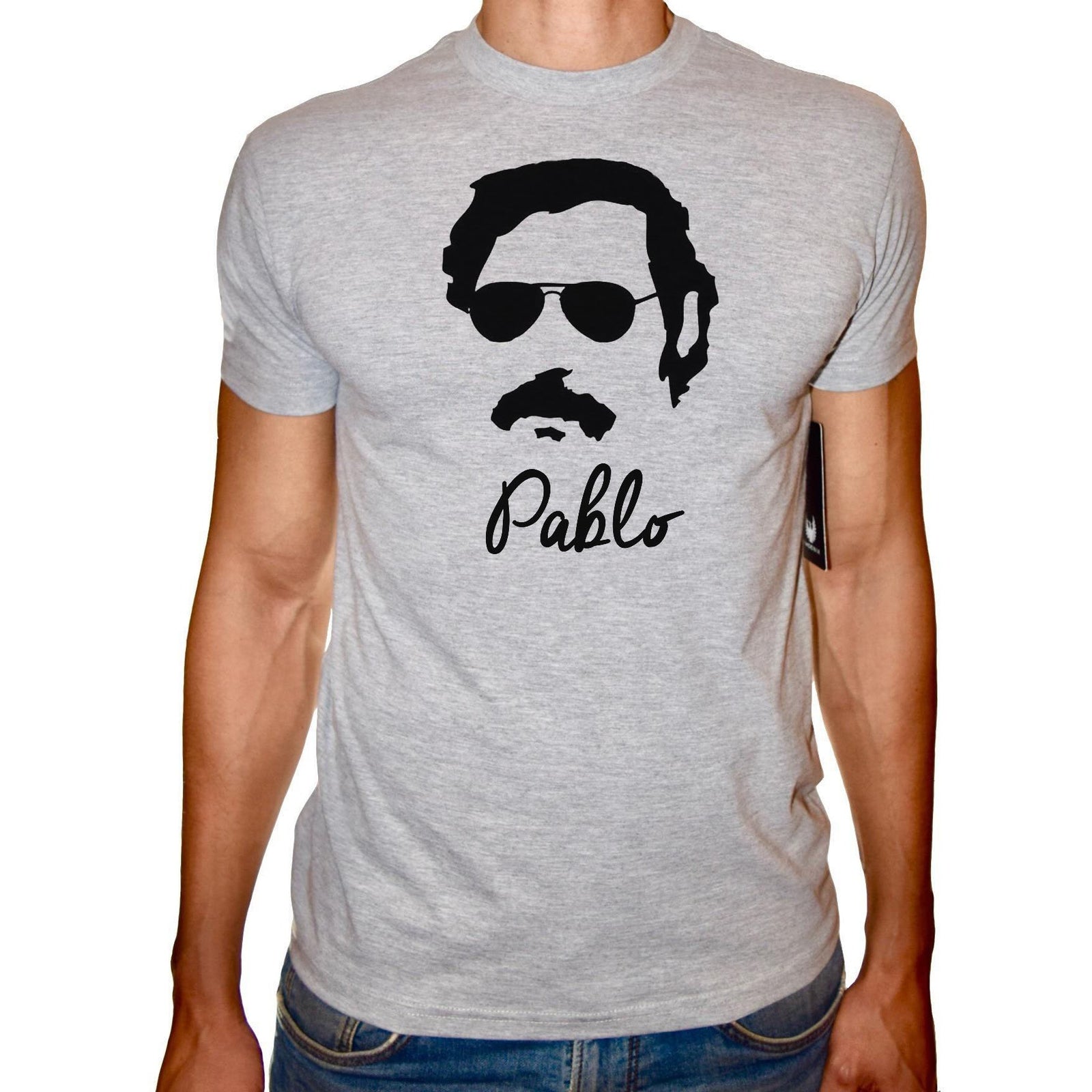 Phoenix GREY Round Neck Printed T-Shirt Men (Narcos) - 3alababak