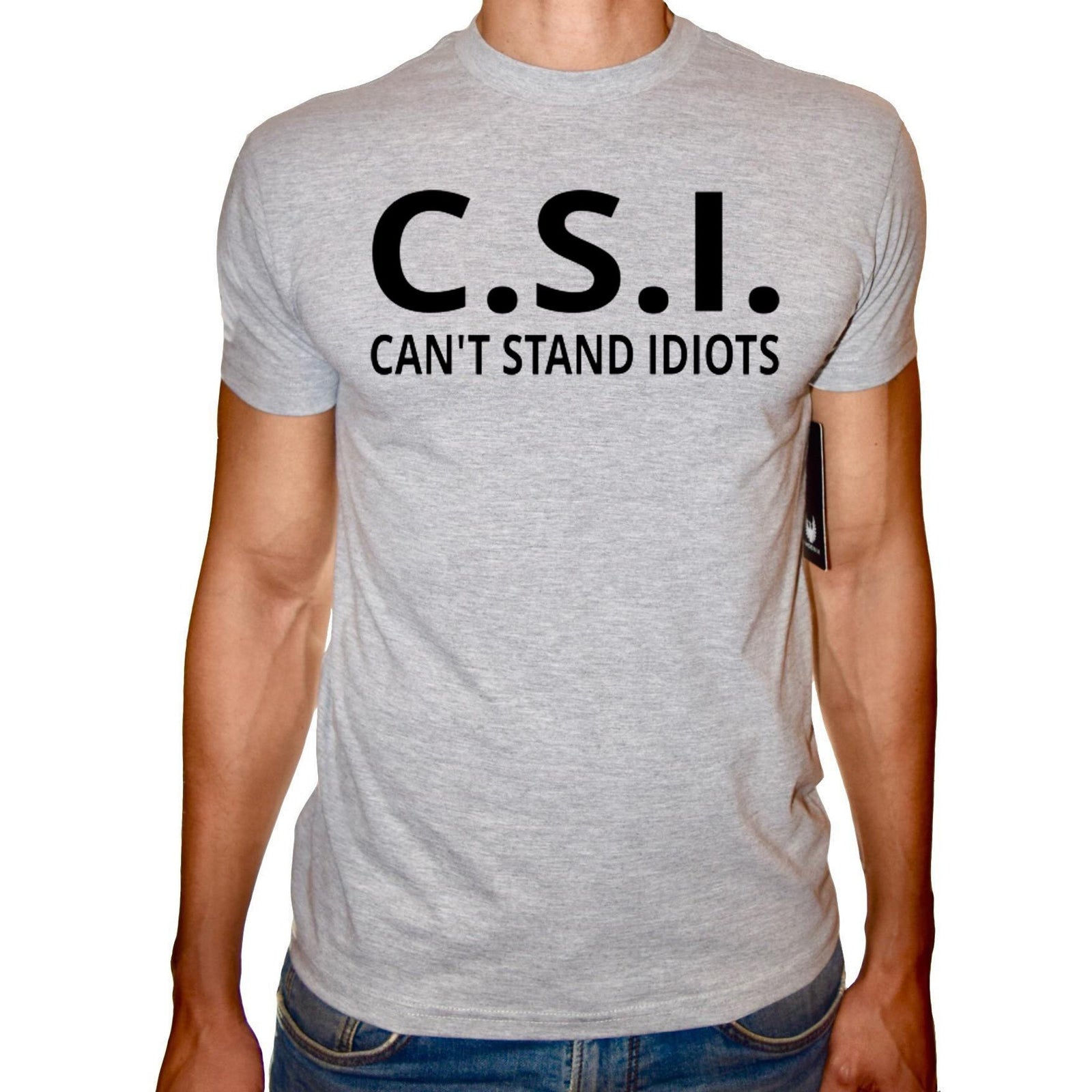 Phoenix GREY Round Neck Printed Shirt Men (C.S.I) - 3alababak