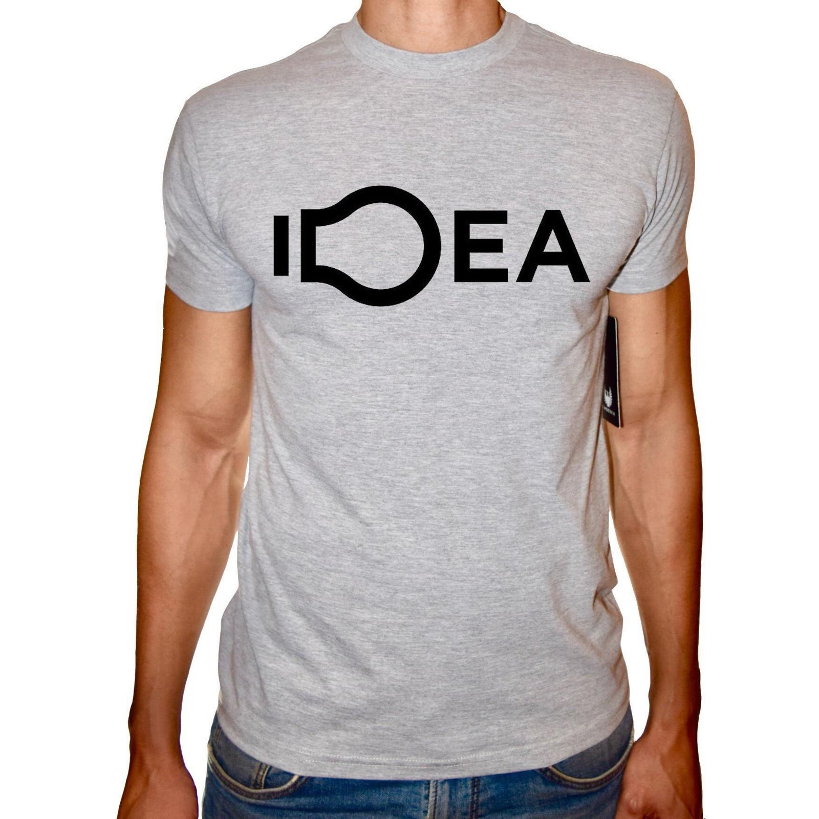 Phoenix GREY Round Neck Printed Shirt Men (Idea) - 3alababak