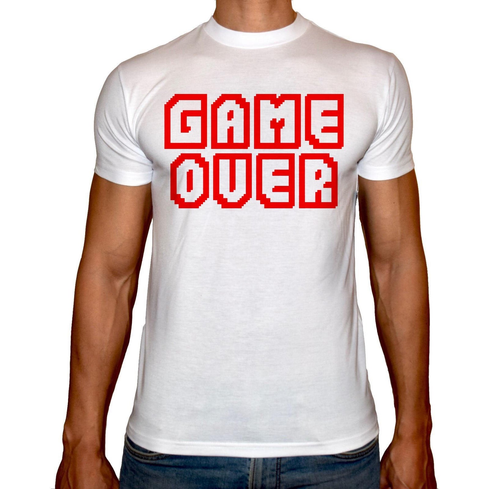 Phoenix WHITE Round Neck Printed Shirt Men (game over) - 3alababak