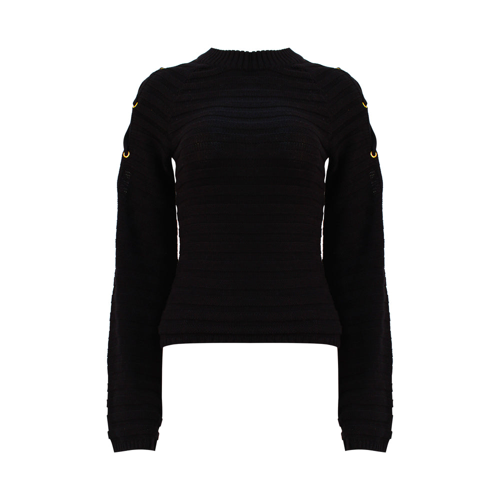 Guess Women Long Sleeve Black Sweater Top - 3alababak