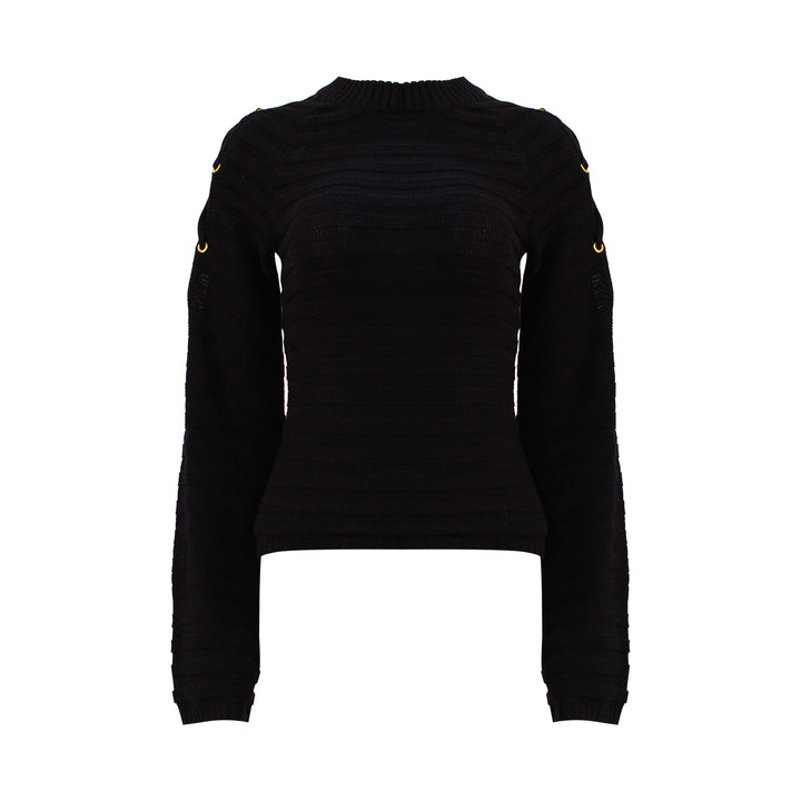 Guess Women Long Sleeve Black Sweater Top - 3alababak