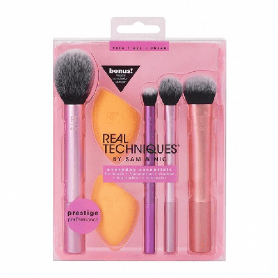 Real Techniques Everyday Essential By Sam & Nick Brush Set - 6 Pieces - 3alababak