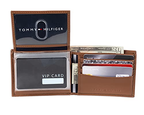 Tommy Hilfiger 31tL22X046 Men's Leather Dore Passcase Billfold Wallet British Tan - 3alababak