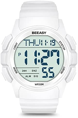 Beeasy AW03 Men Digital Sports Watch,Waterproof Watch with Stopwatch Countdown Timer Alarm Function Dual Time Rubber Strap Wrist Watch for Men - 3alababak
