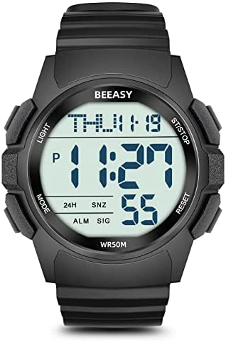 Beeasy AW03 Men Digital Sports Watch,Waterproof Watch with Stopwatch Countdown Timer Alarm Function Dual Time Rubber Strap Wrist Watch for Men - 3alababak