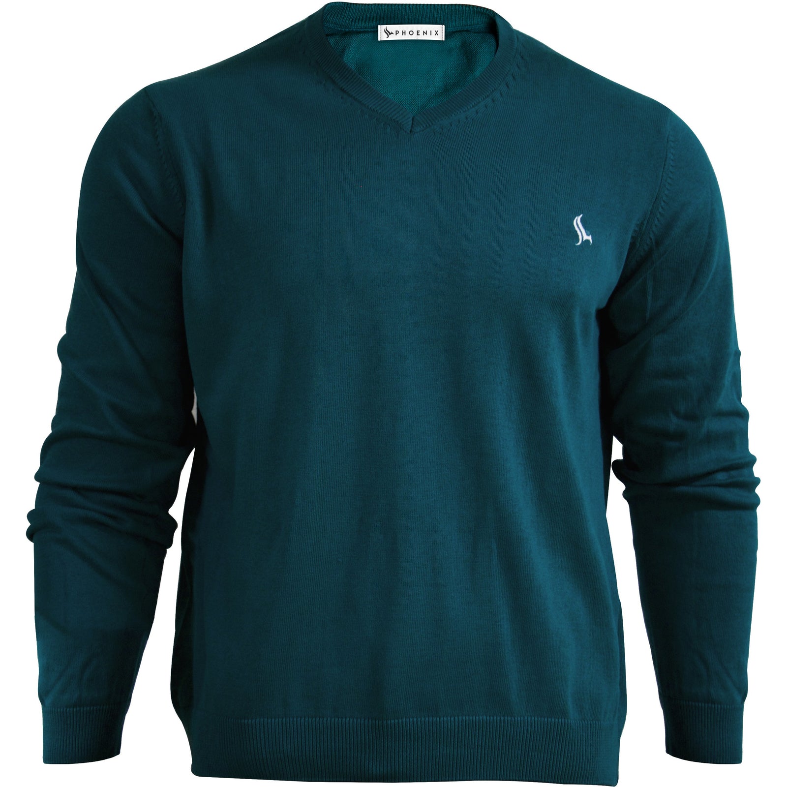 PHOENIX Teal Cotton Men's Pullover V Neck - 3alababak