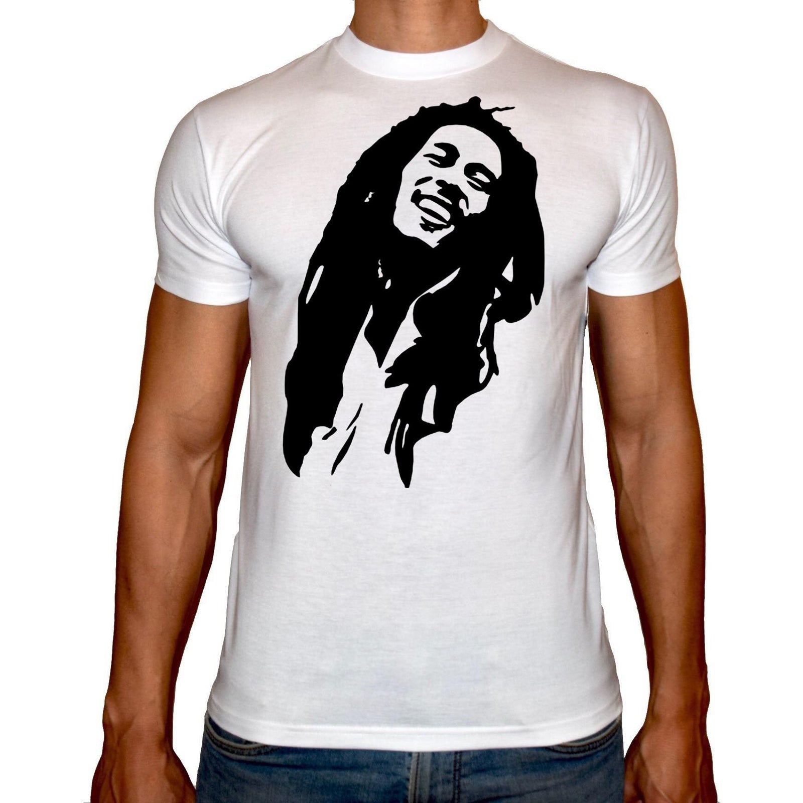 Phoenix WHITE Round Neck Printed T-Shirt Men (Bob Marly) - 3alababak