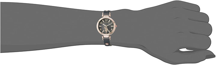 U.S. Polo Assn. Women's Stainless Steel USC42038AZ Quartz Watch with Faux Leather Strap - 3alababak