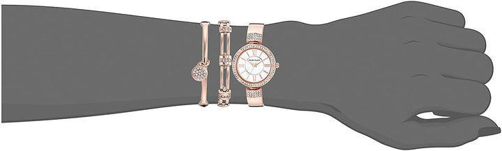 Anne Klein Women's AK/3294RGST Swarovski Crystal Accented Watch and Bracelet Set - 3alababak