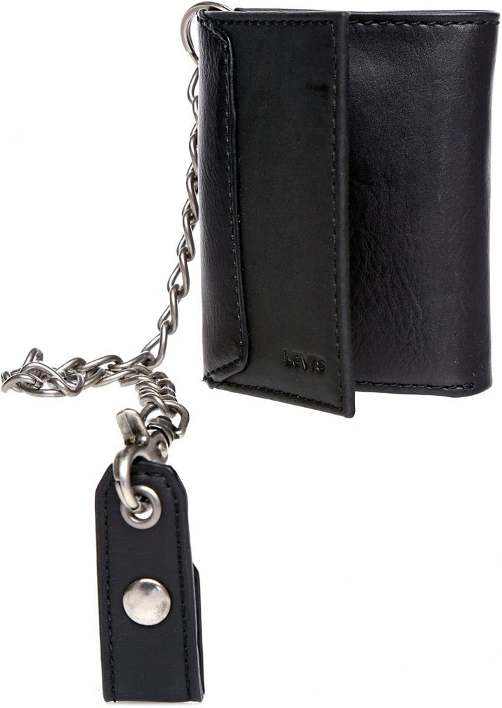 Levi's Men's Trifold 31LV1194 Wallet-Sleek and Slim Includes Id Window Black Chain - 3alababak