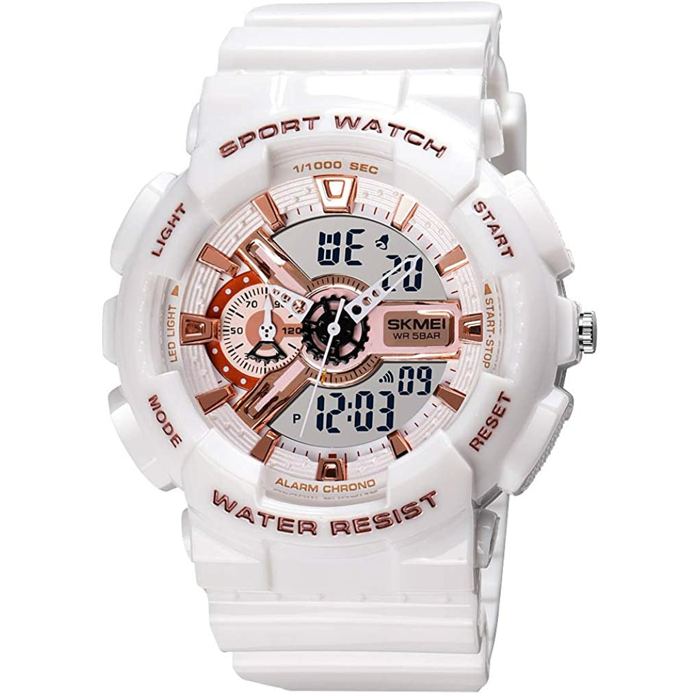 SKMEI Digital Sport Watch Large Face Sports Outdoor Waterproof Military UnisexWrist Watches White - 3alababak