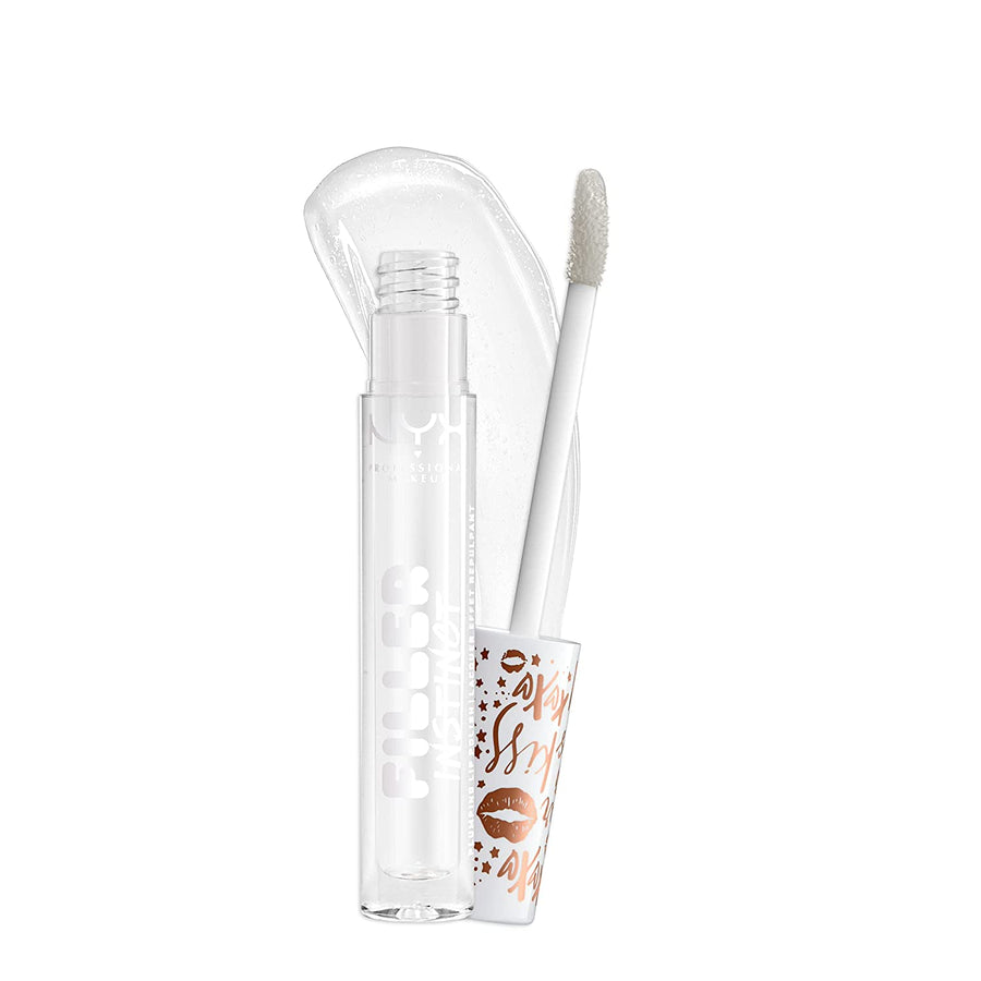 NYX PROFESSIONAL MAKEUP Filler Instinct Plumping Lip Polish, Lip Plumper Gloss - Let's Glaze (Clear) - 3alababak