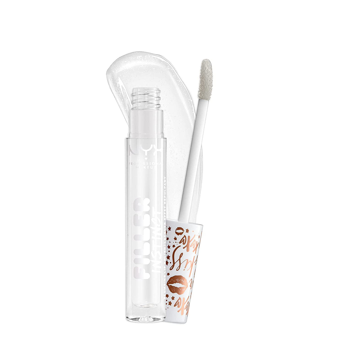 NYX PROFESSIONAL MAKEUP Filler Instinct Plumping Lip Polish, Lip Plumper Gloss - Let's Glaze (Clear) - 3alababak