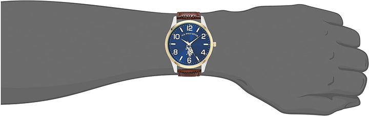 U.S. Polo Assn. Men's Quartz Watch with Alloy Strap, Brown, 16 (Model: USC50509AZ) - 3alababak