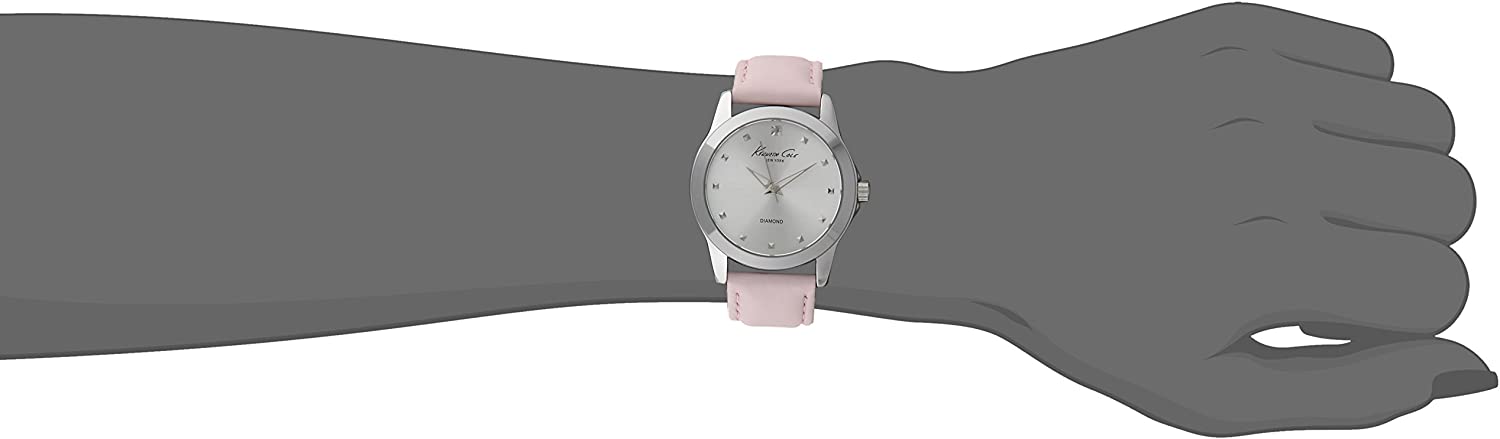 Kenneth Cole New York Women's KC2858 Diamond Accented Stainless Steel Watch With Pink Leather Band - 3alababak