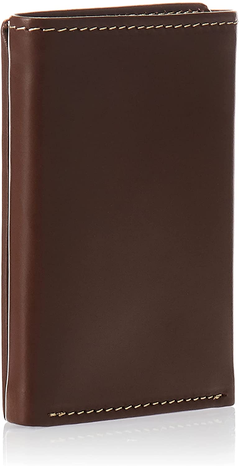 Timberland Men's Leather Trifold Wallet with ID Window Brown D77221/01 - 3alababak