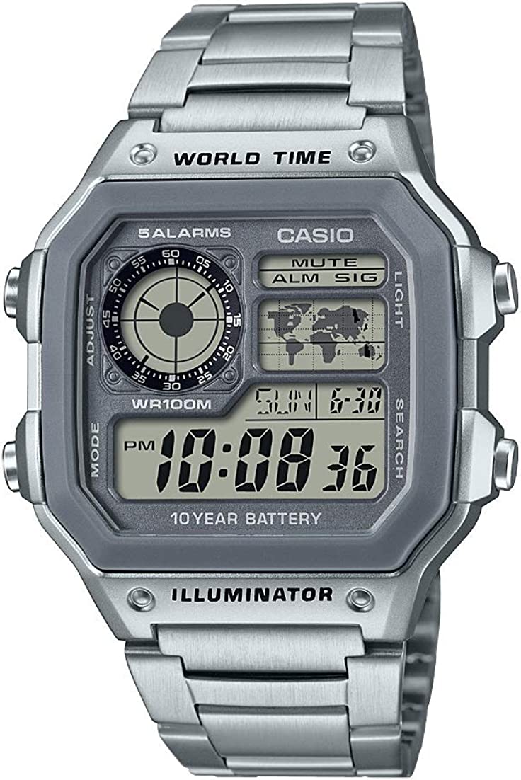Casio Men's 10 Year Battery Quartz Watch with Stainless Steel Strap (Model: AE-1200WHD-7AVCF) - 3alababak