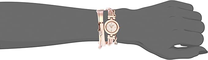 Anne Klein Women's AK\3284LPST Bangle Watch and Premium Crystal Accented Bracelet Set - 3alababak