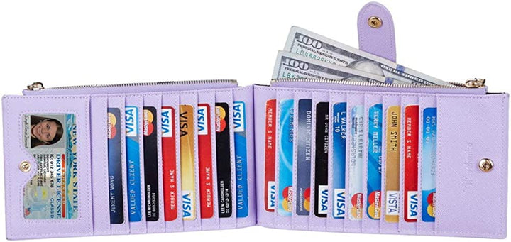 Travelambo Womens Wallet RFID Blocking Bifold Multi Card Case Wallet with Zipper Pocket - 3alababak