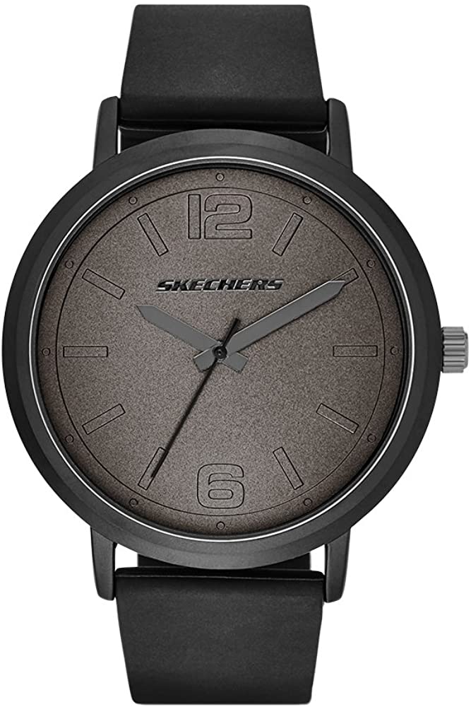 Skechers Men's SR5042 Ardmore Quartz Casual Sports Silicone Three-Hand Analog Watch, Black - 3alababak