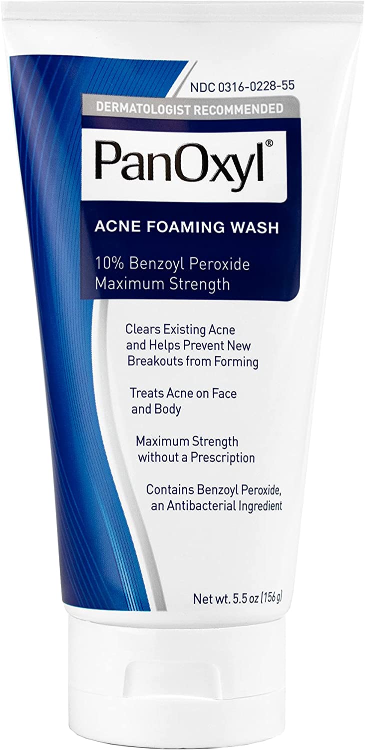 PanOxyl Acne Foaming Wash Benzoyl Peroxide 10% Maximum Strength Antimicrobial, 5.5 Ounce - 3alababak