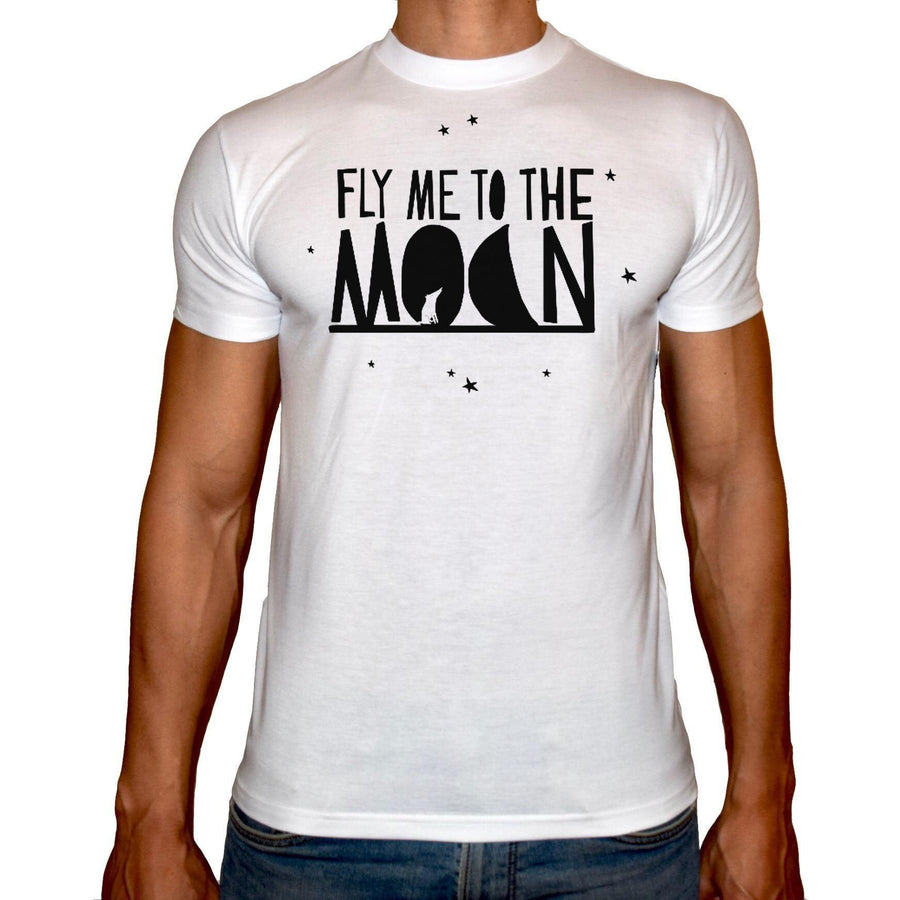 Phoenix WHITE Round Neck Printed T-Shirt Men (Fly me to the moon) - 3alababak