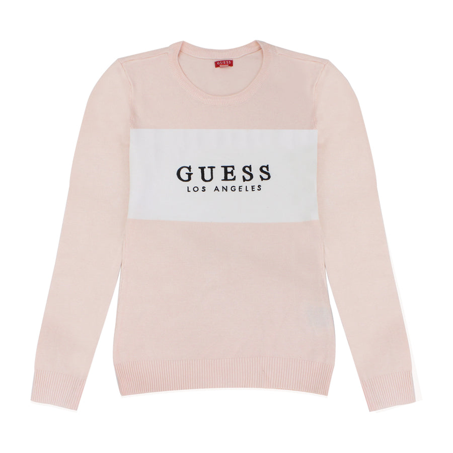 Guess Women Long Sleeve Simone Front Logo Sweater Top - 3alababak