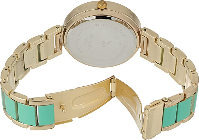 U.S. Polo Assn. Women's USC40221Gold­ Tone and Turquoise Bracelet Watch - 3alababak