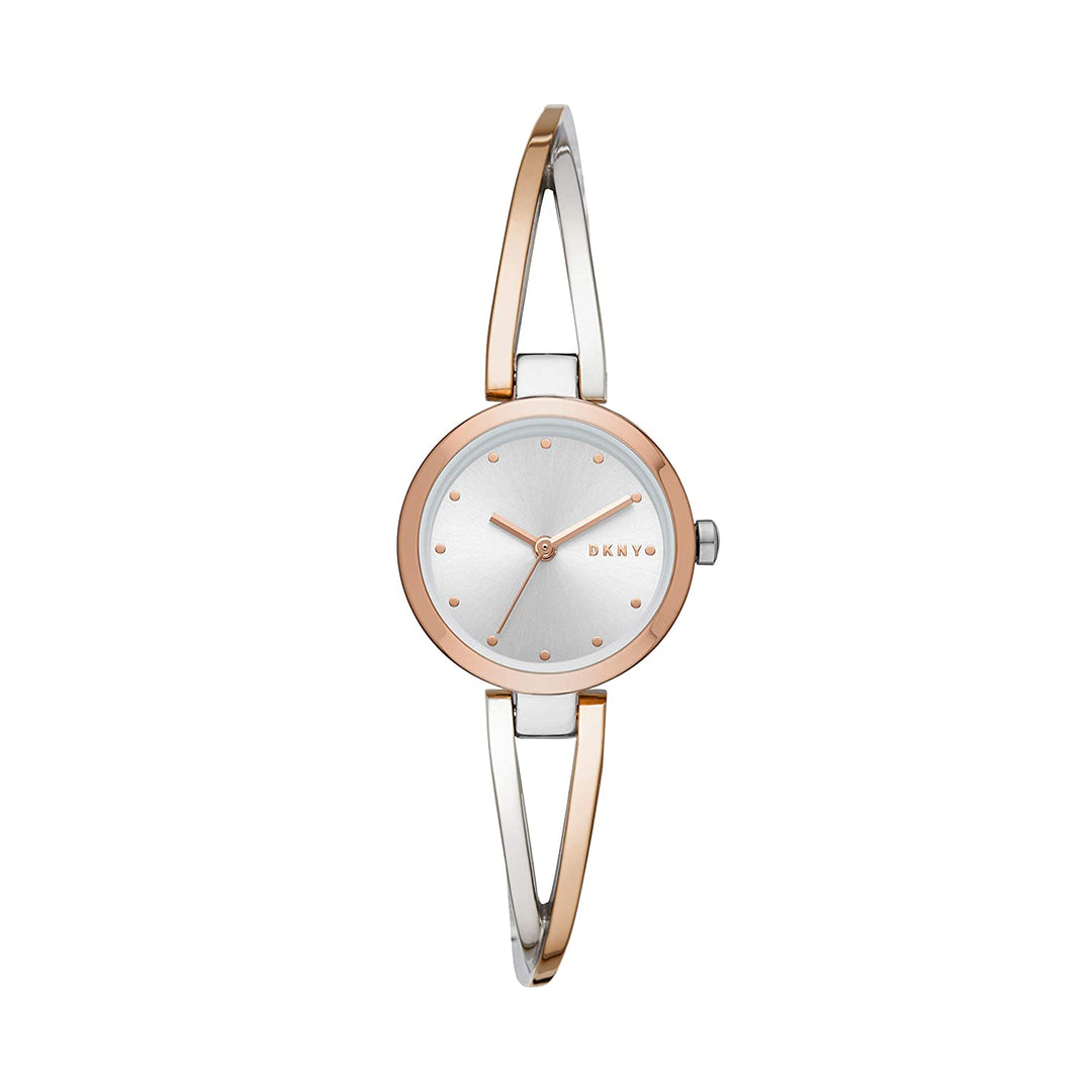 DKNY NY2791 Two-Tone Stainless Steel Round Analog Water Resistant Watch for Women - Rose Gold and Silver - 3alababak