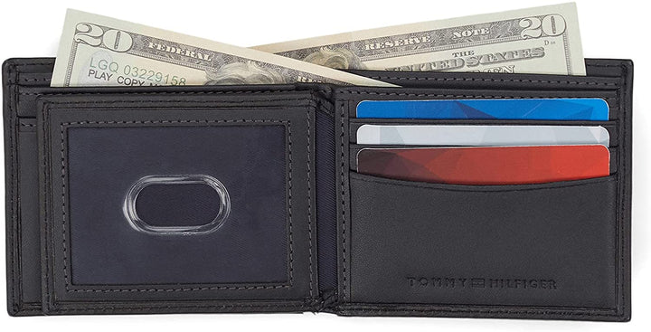 Tommy Hilfiger 31TL130057-001 Men's Leather Wallet-Bifold with RFID Blocking Protection, black - 3alababak